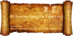 Miloszavlyevits Evariszt névjegykártya